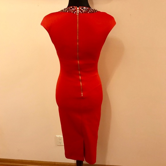 Ted Baker red ELENNA Embellished midi dress - Picture 3 of 8